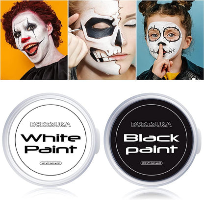 Pintura Corporal Y Facial En Blanco Y Negro De Halloween